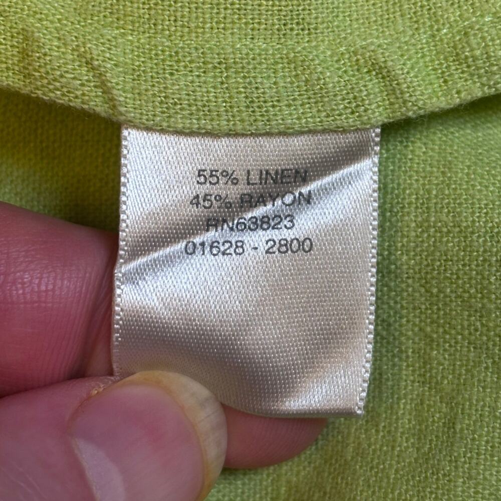 Christopher & Banks Linen Blend Top Sz M Lime Green Minimalist Blouse - Picture 6 of 10